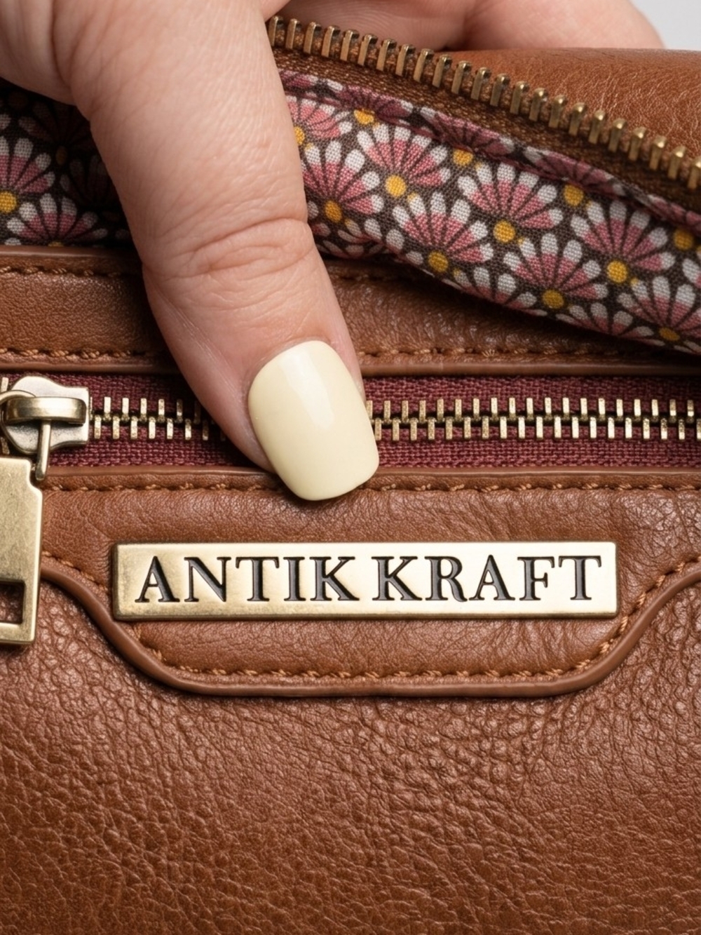 Antik Kraft Brown Leather Satchel with Detachable Strap - Picture 3 of 4